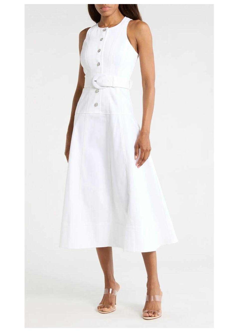 NEW Cinq à Sept Margaret Sleeveless Cotton Blend A-Line Midi Dress Size 8